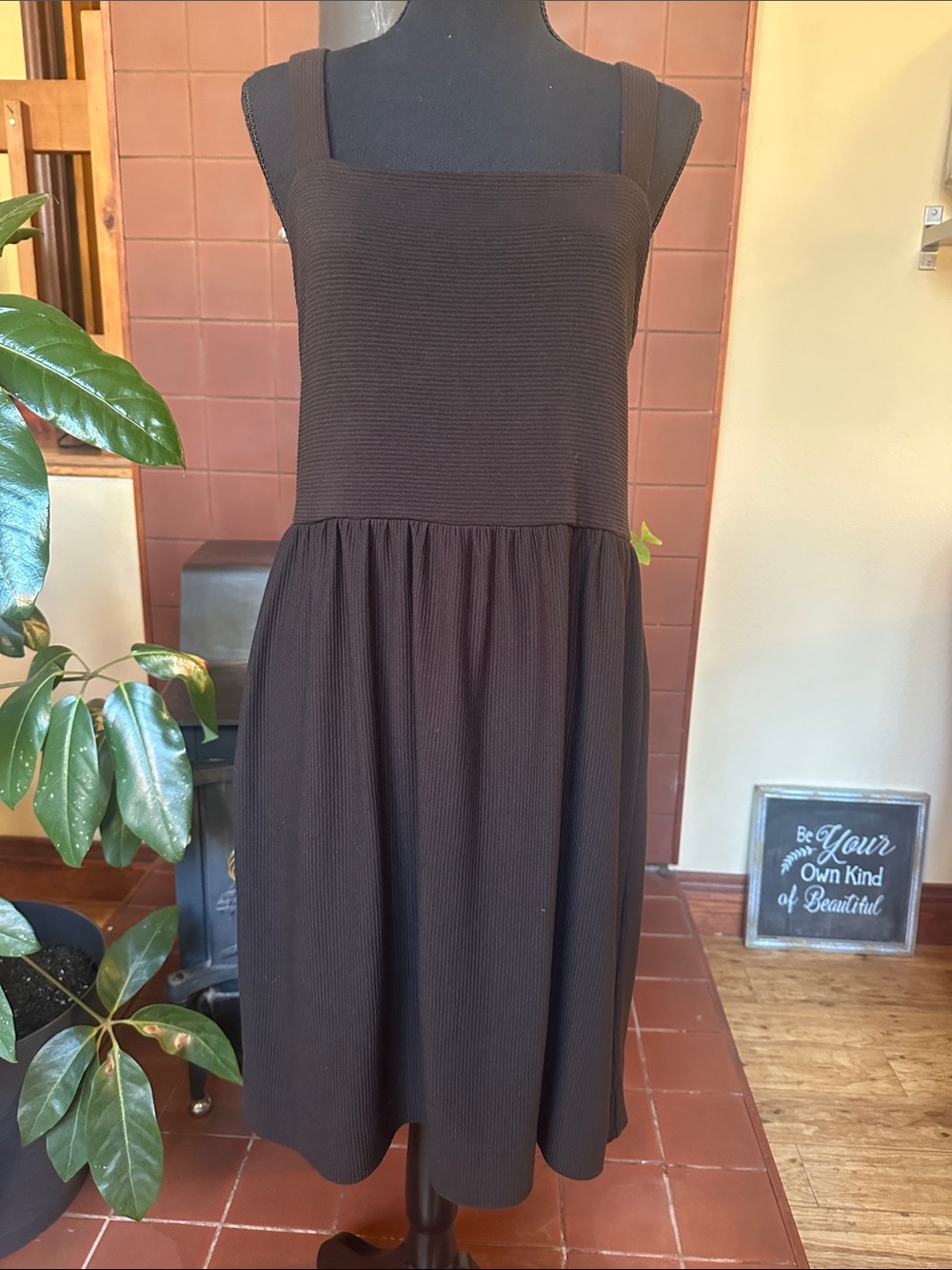 #274- Ann Taylor Loft Brown Square-Neck Midi Dress
